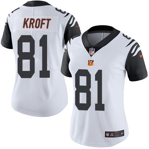 Nike Bengals #81 Tyler Kroft White Women's Stitched NFL Limited Rush Jersey